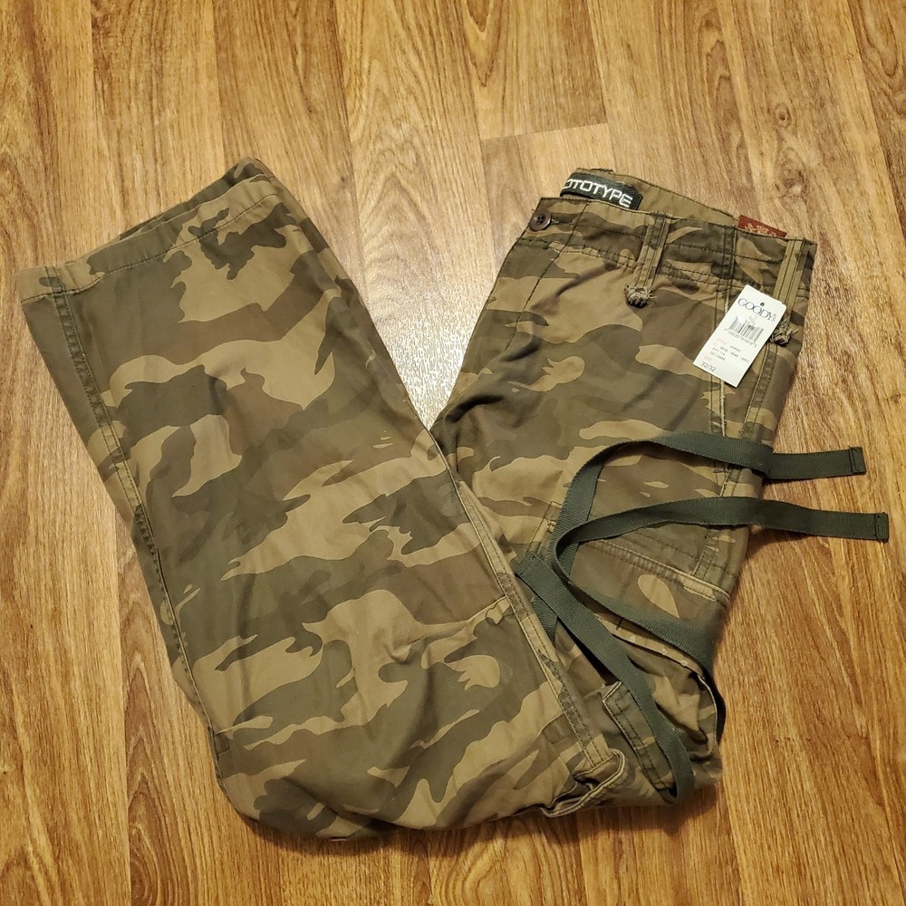Prototype Camouflage Pants Men 32x32 Green Cargo Baggy Bondage Army Y2K New‎